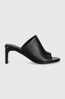 Klapki i japonki damskie - Calvin Klein klapki skórzane CURVED STILETTO MULE damskie kolor czarny na słupku HW0HW01628 - grafika 1