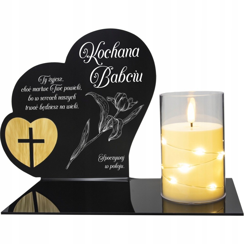 Znicz LED KOCHANA BABCIA Pamięci Duży Lampion DZIEŃ BABCI Wieczna Lampka