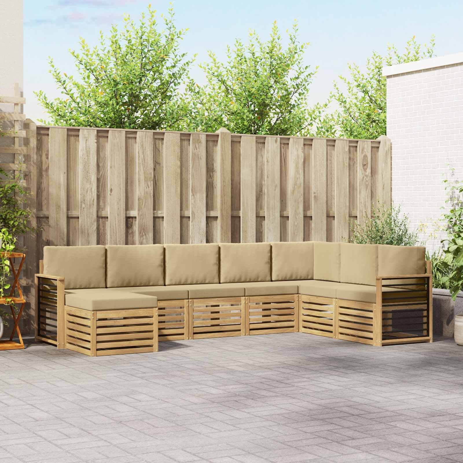 vidaXL Zestaw sof na zewnątrz 8 pcs Biały i Beżowy 306 x 187,5 x 73 cm