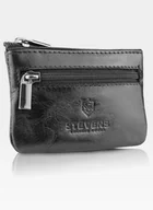 Etui na klucze - Stevens małe skórzane etui klucze uniseks bilon Czarne - miniaturka - grafika 1