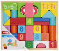 Klocki - Klocki drewniane kolorowe zabawka edukcayjna zręcznościowa puzzle - miniaturka - grafika 1