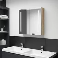 Szafki łazienkowe - vidaXL Szafka łazienkowa z lustrem i LED kolor dębowy 62x14x60 cm 326522 - miniaturka - grafika 1