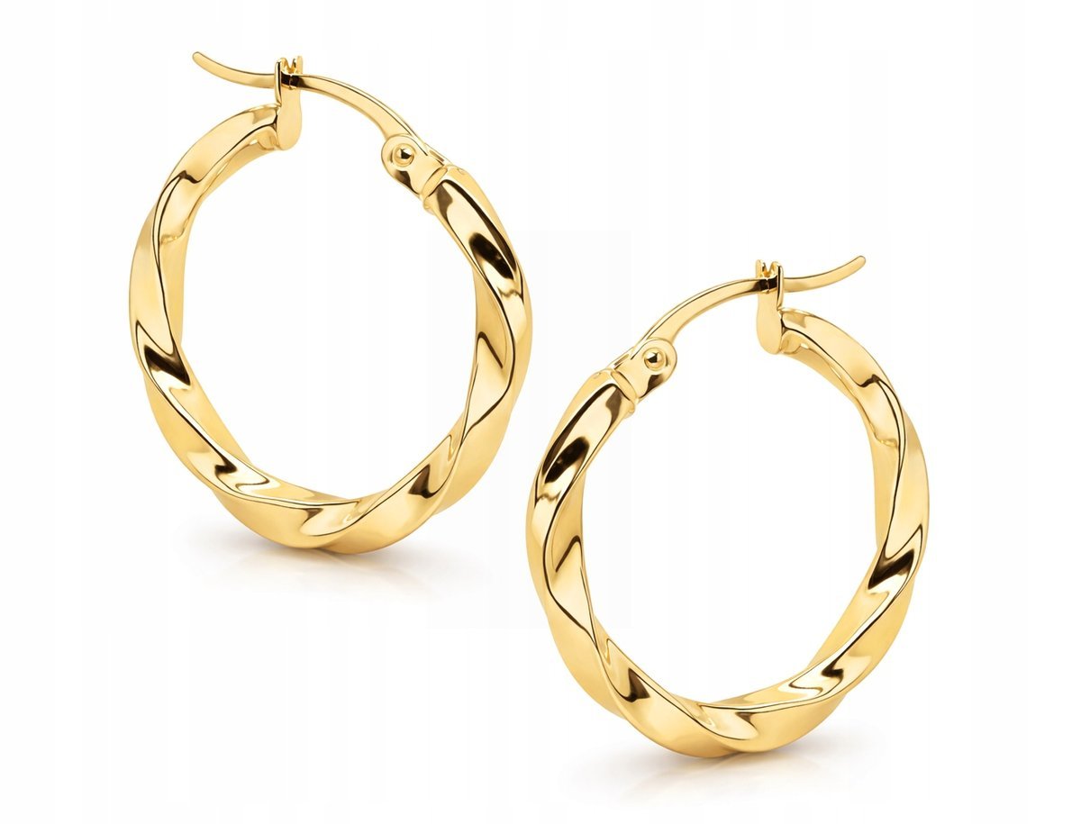 DAMSKIE SKRĘCANE ZŁOTE KOLCZYKI KÓŁECZKA KOŁA IVY 19 MM 14KT 585