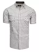 Koszule męskie - Biało-szara koszula męska z krótkim rękawem w kratkę Dstreet KX0959 - miniaturka - grafika 1