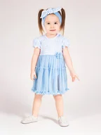 Body dla niemowląt - Dziewczęca sukienko-body krótki rękaw niebieska Nicol,r.68 - miniaturka - grafika 1