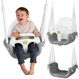 Ricokids Huśtawka Ricokids Huśtawka kubełkowa 3w1 szaro-biała 770000 - Place zabaw - miniaturka - grafika 1