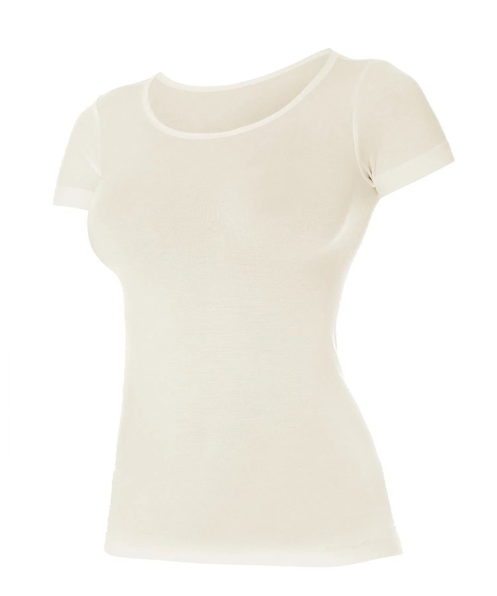 Beżowa damska koszulka merino wool-l