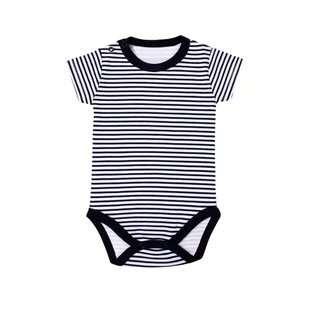 Body z krótkim rękawem w paski biało-granatowe 74 - Body dla niemowląt - miniaturka - grafika 1
