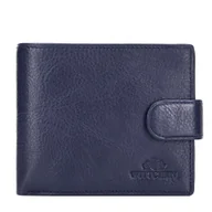 Portfele - Skórzany męski portfel zapinany na napę granatowy - miniaturka - grafika 1