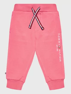 Spodnie i spodenki dla dziewczynek - Tommy Hilfiger Spodnie dresowe Baby Essential KN0KN01281 Różowy Regular Fit - grafika 1