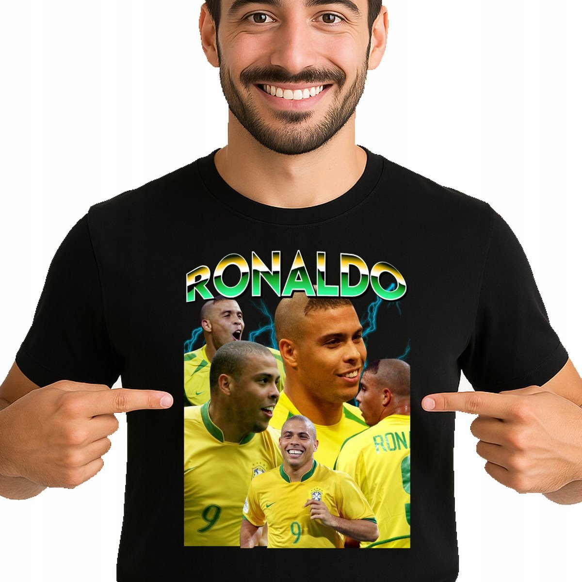 KOSZULKA Ronaldo Nazário BRAZYLIA Legendarny Napastnik S 3489 CZARNY