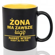 Kubki - Kubek Czarny Wnętrze Żółte ŻONA MA ZAWSZE RACJE Prezent Mix Wielu Wzorów - miniaturka - grafika 1