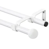 Karnisze - Karnisz podwójny Base II 200 cm 16 mm kula biały mat - miniaturka - grafika 1