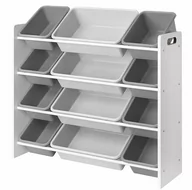 Pojemniki na zabawki - BIAŁY SZARY SIWY REGAŁ ORGANIZER POJEMNIKI DZIECI - miniaturka - grafika 1