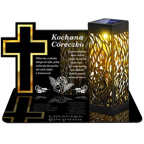 ZNICZ SOLARNY LED WIECZNY PODSTAWKA NA CMENTARZ GRÓB lampka Krzyż 3D DLA CÓRKI