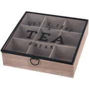 Pojemniki kuchenne - EH Excellent Houseware Herbaciarka ze szklaną szybką szkatułka na herbatę 9 przegródek HZ1902710 - miniaturka - grafika 1
