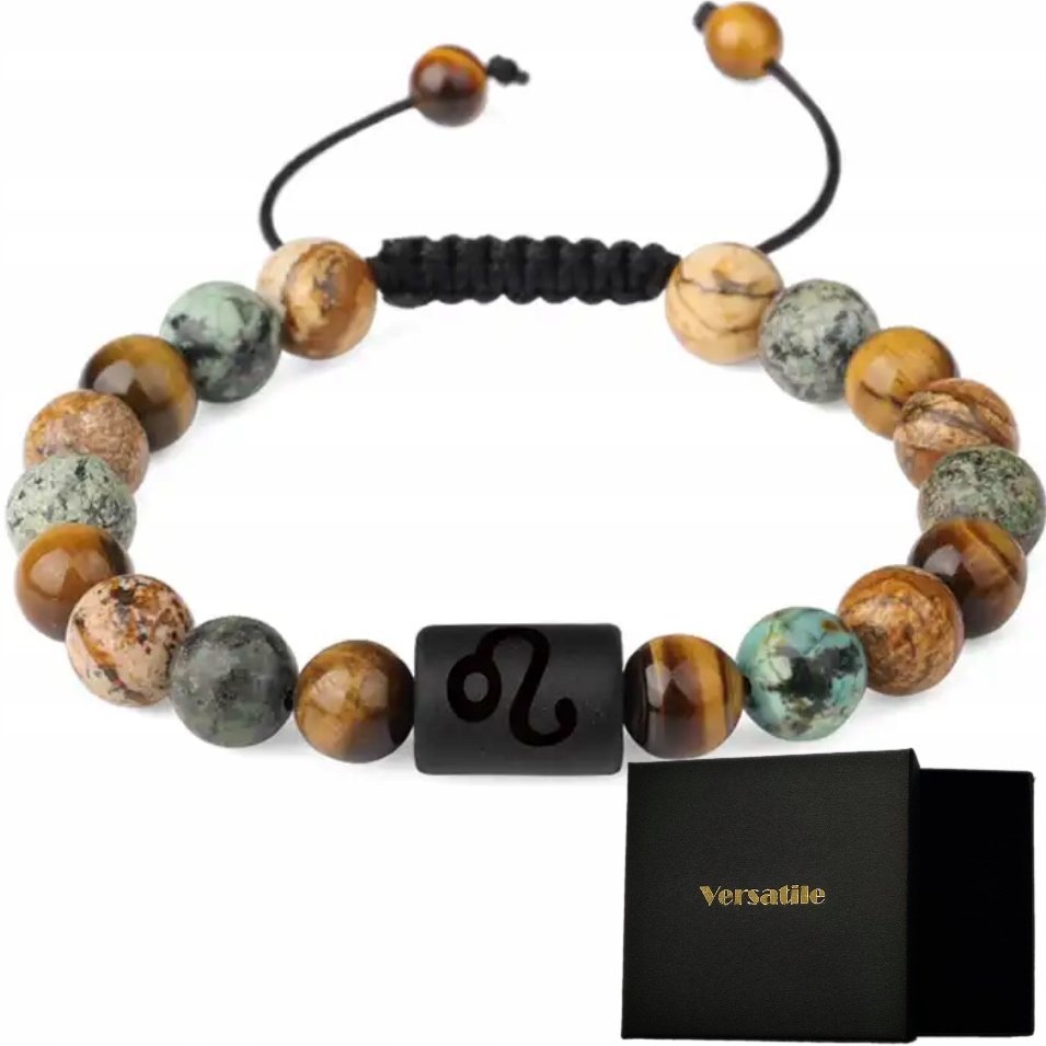 Bransoletka uniseks, znak zodiaku LEW, regulowana 17-24cm, Versatile