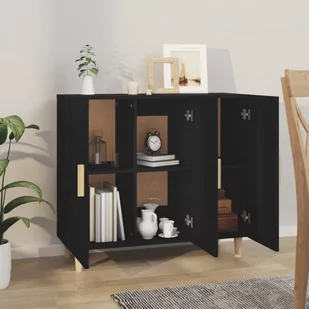Lumarko Szafka, czarna, 90x34x80 cm, materiał drewnopochodny - Szafki do salonu - miniaturka - grafika 7