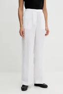 Spodnie sportowe damskie - Tommy Hilfiger spodnie lniane damskie kolor biały szerokie high waist WW0WW46823 - miniaturka - grafika 1