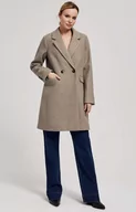 Płaszcze damskie - Dwurzędowy płaszcz z kieszeniami w kolorze beżowym 4207, Kolor beżowy, Rozmiar XL, Moodo - Primodo.com - miniaturka - grafika 1
