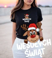 Bluzki damskie - damska koszulka na święta wesołych świąt - miniaturka - grafika 1