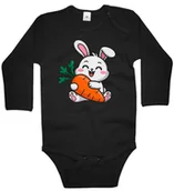 Body dla niemowląt - Body dziecięce Wesoły Biały Królik Zając Trzymający Wielką Marchew 86/92 - miniaturka - grafika 1