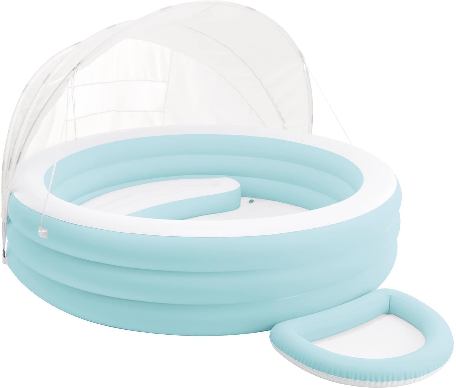 vidaXL INTEX Float Lounge Przy Basenie z Daszkiem Jasnoniebieski i biały PVC