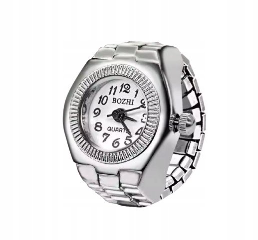 Sygnet Pierścień z zegarkiem Zegarek Biały prezent streetwear