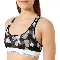 Biustonosze - Calvin Klein Damski biustonosz bez podszewki, Zapamiętywane serca nadruk_czarny, S - miniaturka - grafika 1