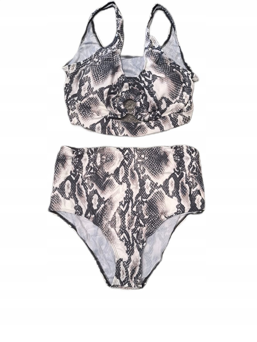 STRÓJ KĄPIELOWY WYSOKI STAN DWUCZĘŚCIOWY BIKINI ZWIERZĘCY WZÓR KLAMRA M