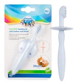 Szczoteczki do zębów dla dzieci - CANPOL BABIES SILIKONOWA SZCZOTECZKA-GRYZACZEK Z OGRANICZNIKIEM 0m+ - miniaturka - grafika 1