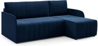Pościel - LIKMA Narożnik 208 cm Granatowy Rozkładany Otto SLIM Kształt L z Funkcją Spania (200x140 cm) i Pojemnikiem na Pościel Tapicerowana Sofa; Trinity 242 - miniaturka - grafika 1