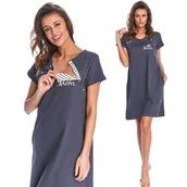 Piżamy ciążowe - Doctor Nap 9992 GRAPHITE koszula do karmienia S - miniaturka - grafika 1