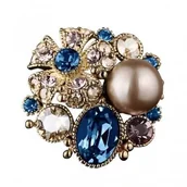 Broszki - ECARLA broszka kryształowa z cyrkoniami Niebieskie Kamienie BZ182 - miniaturka - grafika 1