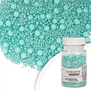 Posypka cukrowa CELEBRATION TURQUOISE WATER turkusowa Sweet Decor, 70 g - Dodatki do ciast w proszku - miniaturka - grafika 1