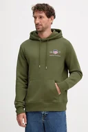 Bluzy męskie - Gant bluza męska kolor zielony z kapturem z aplikacją - miniaturka - grafika 1