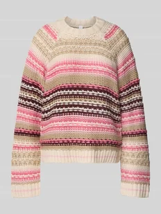 Sweter z dzianiny z okrągłym dekoltem model ‘BIBI’ - Swetry damskie - miniaturka - grafika 1