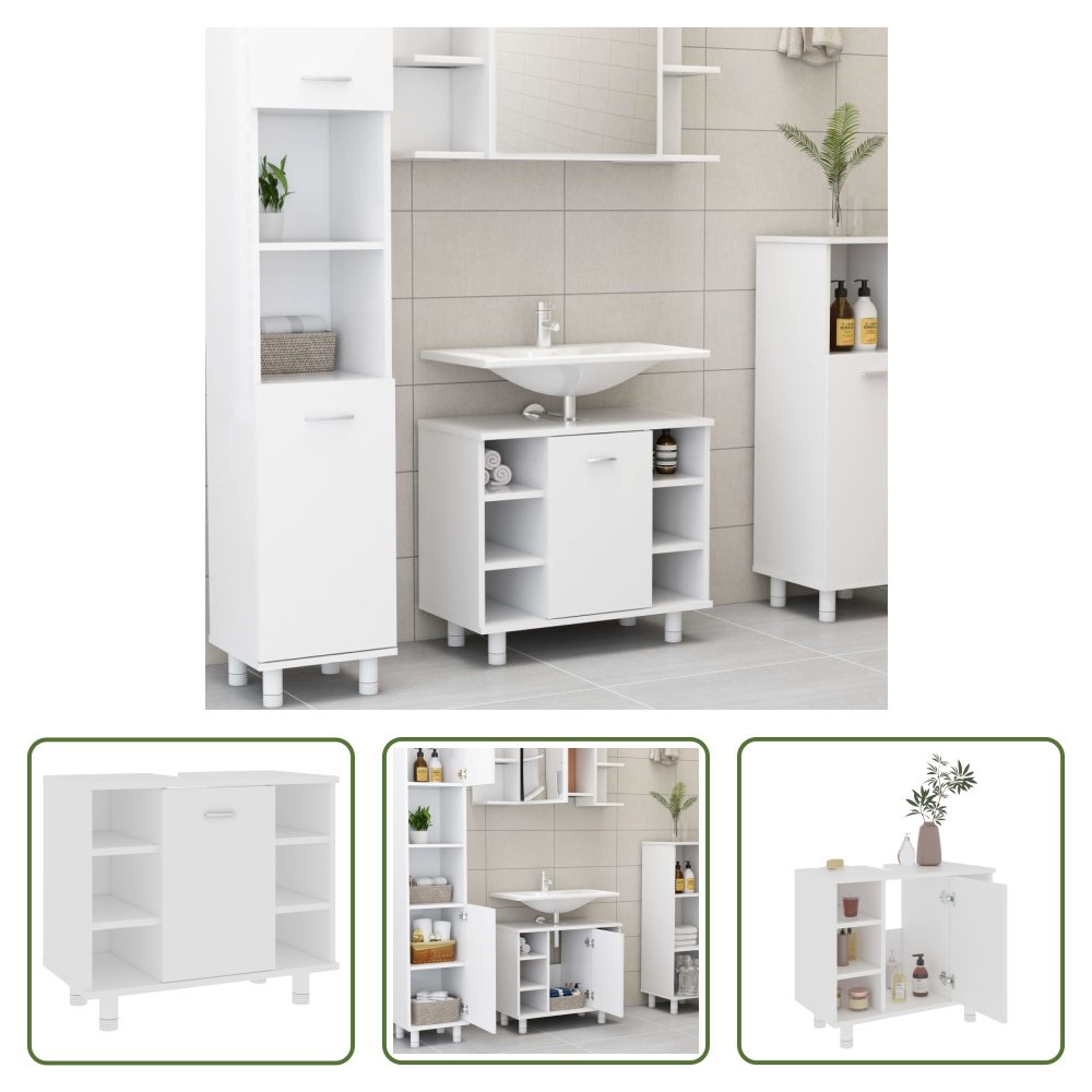 The Living Store Szafka łazienkowa biała 60x32x53,5 cm Materiał drewnopochodny