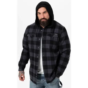 Pit Bull Kurtka Flanelowa Z Kapturem Pioneer Black/Grey - Kurtki i kamizelki sportowe męskie - miniaturka - grafika 1