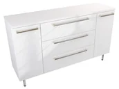 Szafki łazienkowe - Szafka Stojąca Z Blatem ATH 140 cm KD - Biały Wysoki Połysk - Uchwyty Stal Szczotkowana - miniaturka - grafika 1