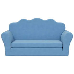 vidaXL Sofa rozkładana dla dzieci 2-osobowa niebieska Miękki plusz - Sofy i kanapy - miniaturka - grafika 1
