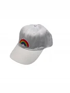 Czapki i chusty sportowe męskie - Biała czapka z daszkiem tęcza grafika UNI One Size - miniaturka - grafika 1