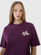 Koszulki i topy damskie - 4F T-shirt damski oversize z nadrukiem 4FWSS25TTSHF1996-50S Fioletowy Roz. S - miniaturka - grafika 1