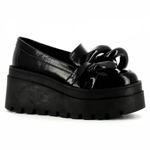 Czarne skórzane mokasyny damskie na platformie CARINII - Carinii - Mokasyny damskie - miniaturka - grafika 1