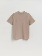 Koszulki męskie - Reserved - Strukturalny t-shirt comfort fit - brązowy - miniaturka - grafika 1
