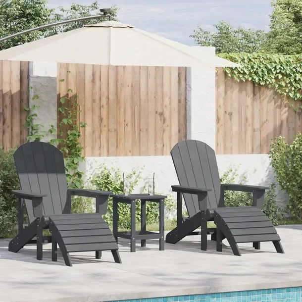 Zestaw wypoczynkowy Adirondack HDPE jasnoszary, 2 krzesła