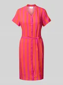 Sukienki - Sukienka o długości do kolan z wiskozy z wiązanym paskiem - miniaturka - grafika 1