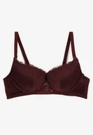 Biustonosze - Ciemnofioletowy Elegancki Biustonosz Miseczka C z Koronką i Zapięciem na Haftki Mairiel - Renee - miniaturka - grafika 1