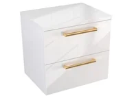 Szafki łazienkowe - Szafka Wisząca Z Blatem ATH 50 cm - Biały Wysoki Połysk - Uchwyty Złote Polerowane - miniaturka - grafika 1