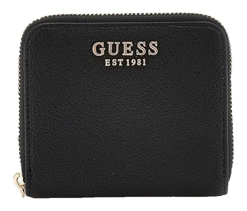 GUESS Damski portfel Laurel SLG Small Zip Around, czarny